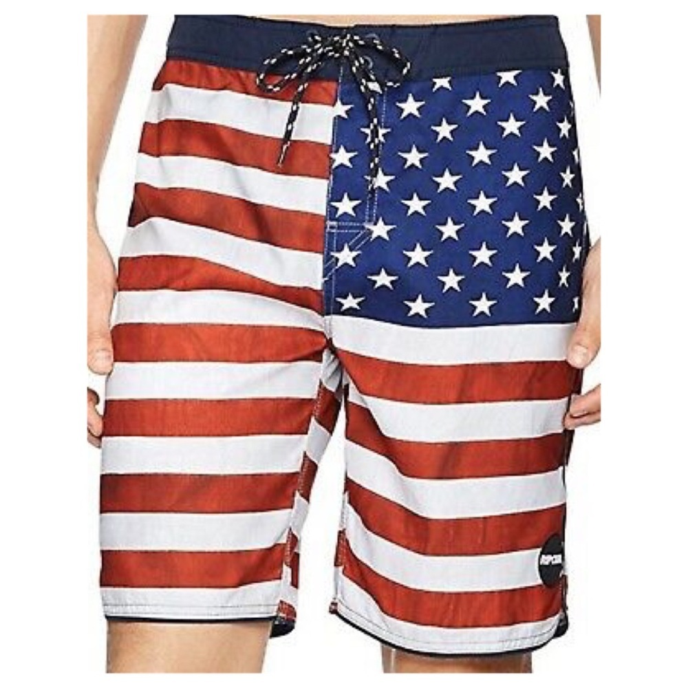 RIP CURL American Flag Swim Trunks Size 28 Small